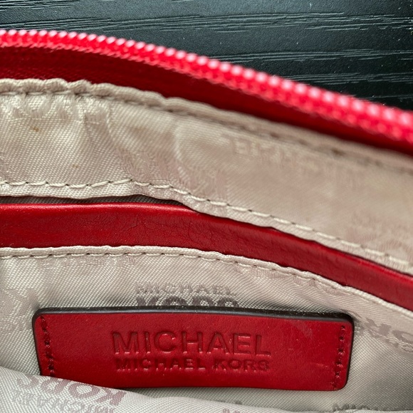 Michael Kors Logo Wristlet - Brown with Red Leather - Picture 4 of 5